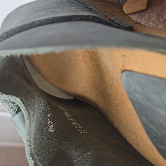 Sanita Clogs Manuella Wooden Oiled Leather Khaki Green Size EU 40 Shoe - Picture 8 of 13